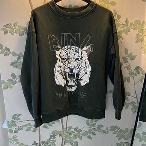 Anine bing tiger dark green sweatshirt